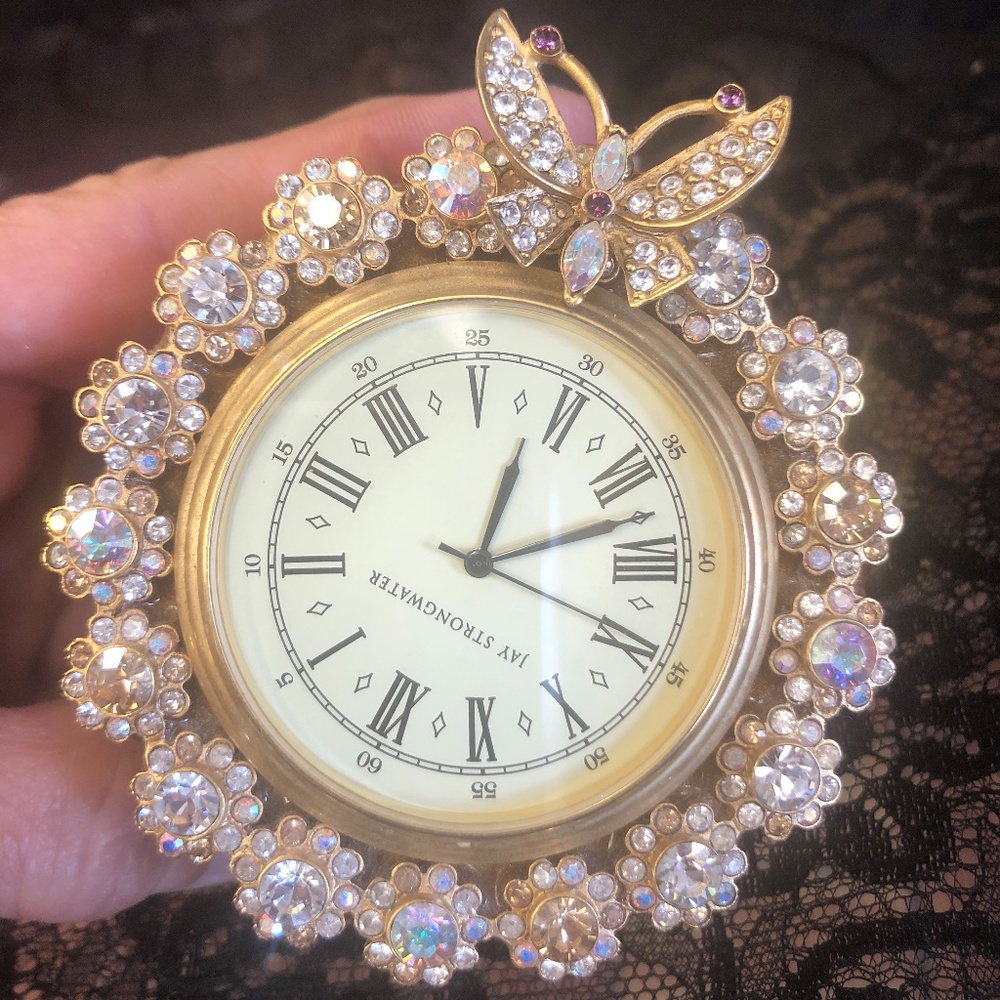 Jay Strongwater Maiti Flower-Edge Desk Clock